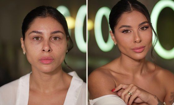 Antes e depois de noiva com soft cut contemporâneo
