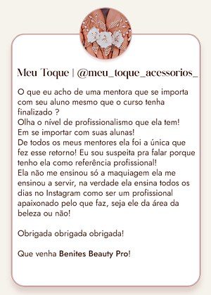 Feedback de aluno do Benites Beauty Pro