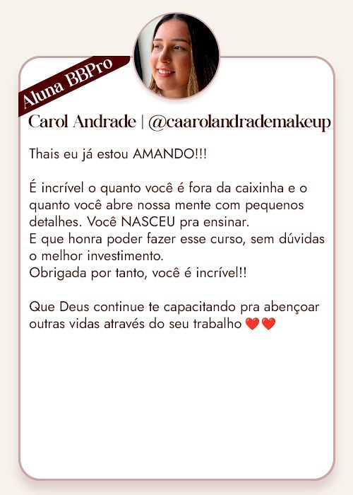 Feedback de aluno do Benites Beauty Pro