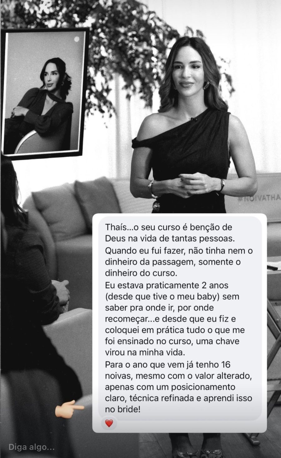 Aluna conta que voltou a atender depois de dois anos parada e já tem 16 noivas para o ano seguinte, com posicionamento claro e técnica refinada aprendidos no Bride Expert